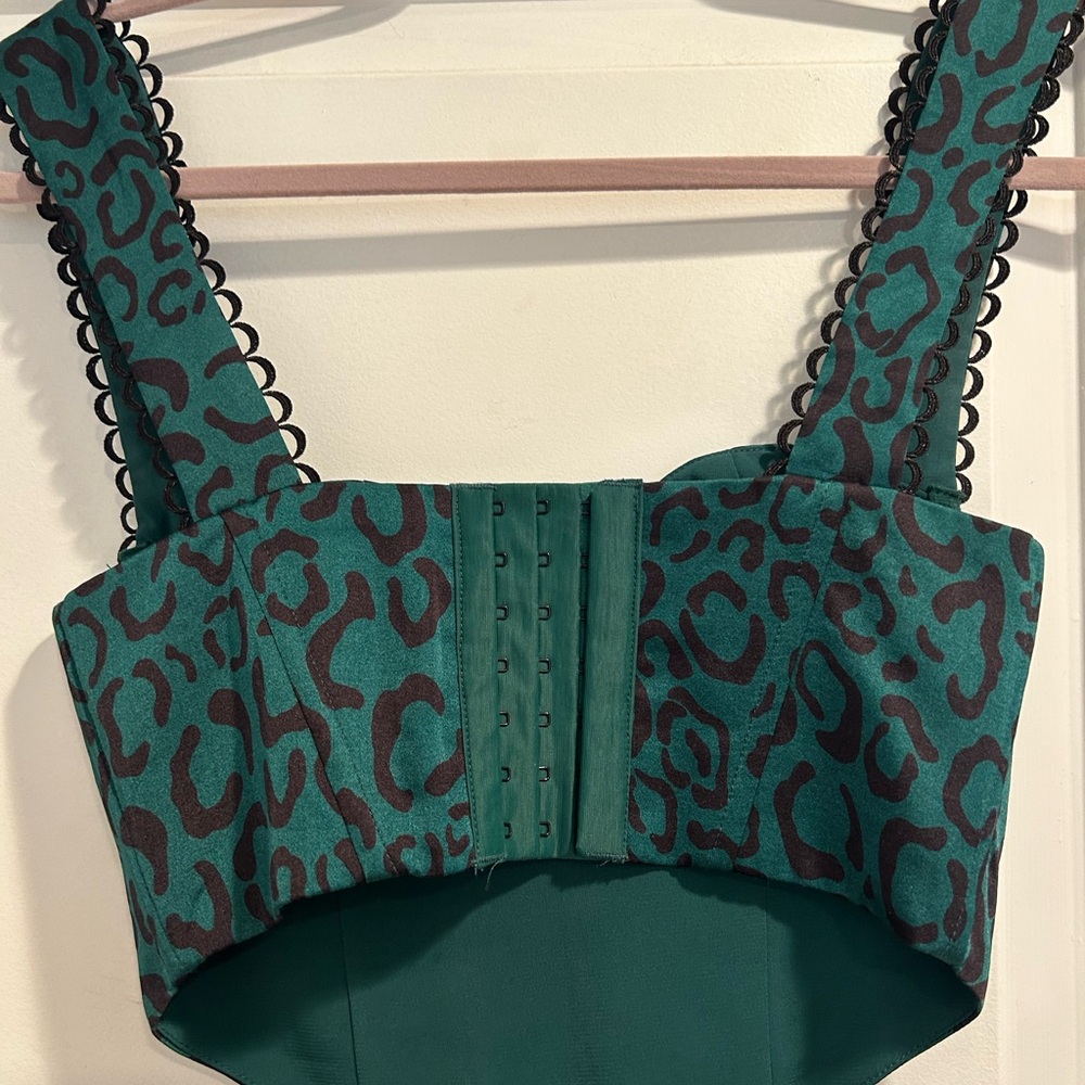 For Love And Lemons Teal Print Bustier - Picture 9 of 15